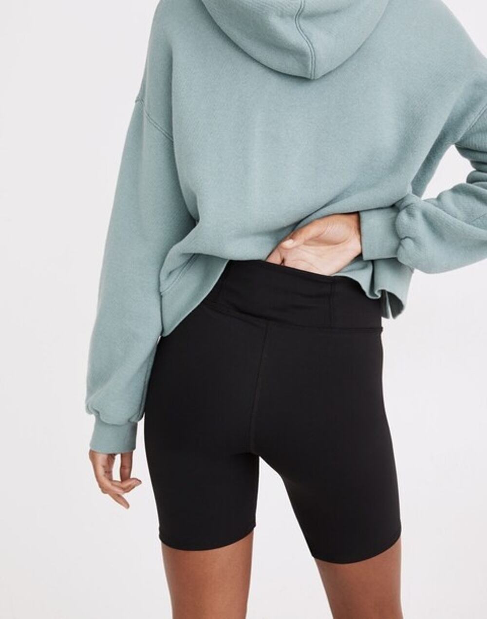 NWT Madewell Women's MWL Form High-Rise 7" Biker Activewear Shorts Black Size XS